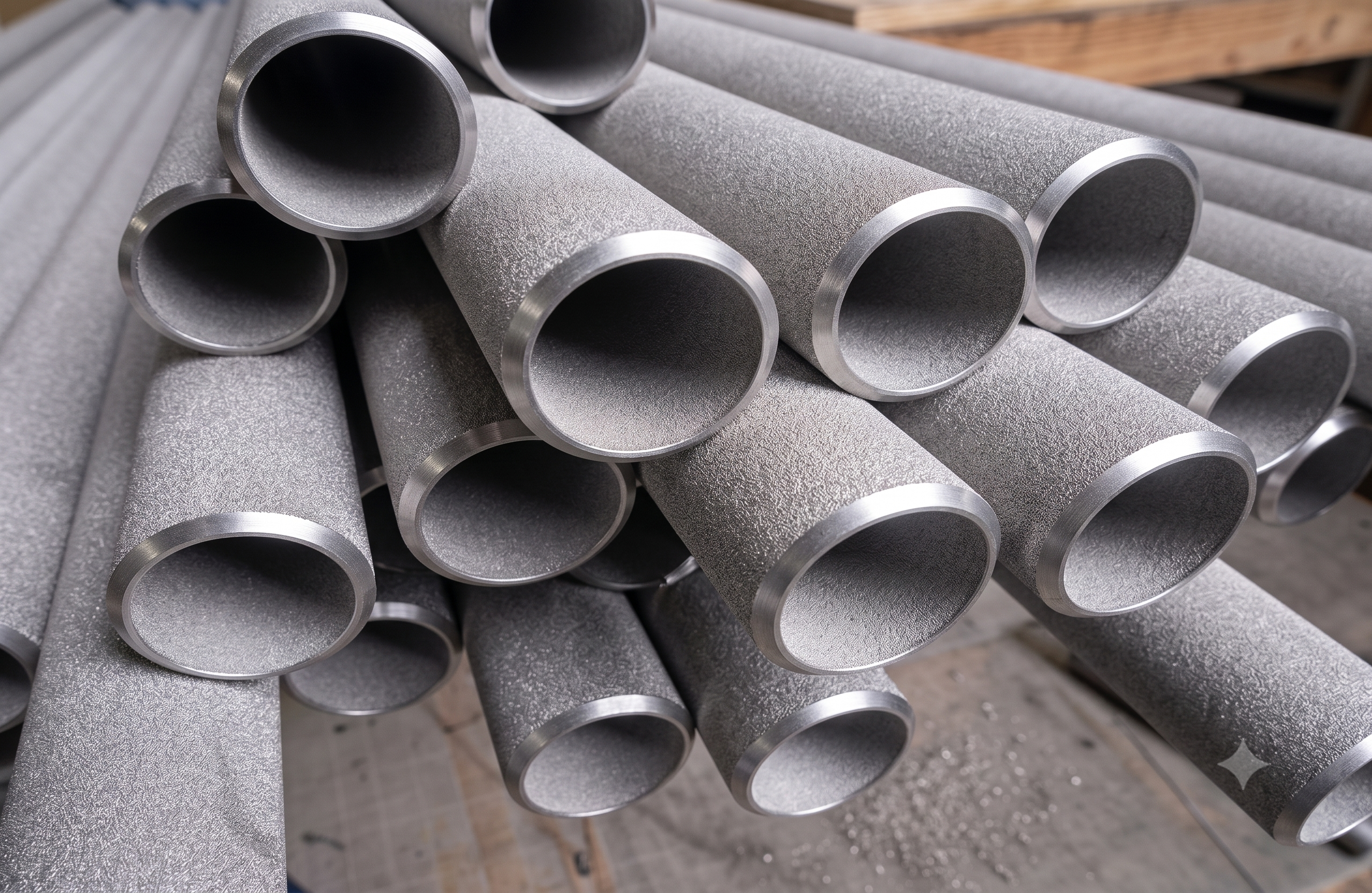 Bundle of seamless duplex stainless steel pipes ready for shipment